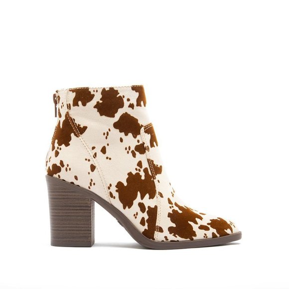 SALE! Brown Cow Print Ankle Boots - Picture 3 of 4
